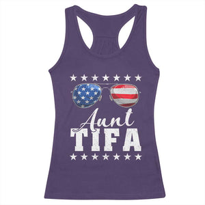 Funny Aunt Tifa Racerback Tank Top Political Satire American Flag Sunglasses TS11 Purple Print Your Wear