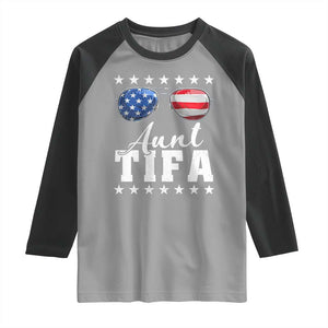 Funny Aunt Tifa Raglan Shirt Political Satire American Flag Sunglasses TS11 Sport Gray Black Print Your Wear