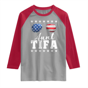Funny Aunt Tifa Raglan Shirt Political Satire American Flag Sunglasses TS11 Sport Gray Red Print Your Wear
