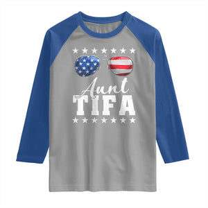 Funny Aunt Tifa Raglan Shirt Political Satire American Flag Sunglasses TS11 Sport Gray Royal Print Your Wear
