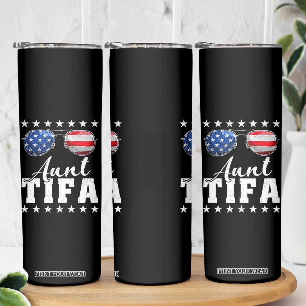 Funny Aunt Tifa Skinny Tumbler Political Satire American Flag Sunglasses TS11 Print Your Wear