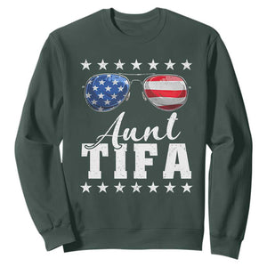 Funny Aunt Tifa Sweatshirt Political Satire American Flag Sunglasses TS11 Dark Forest Green Print Your Wear
