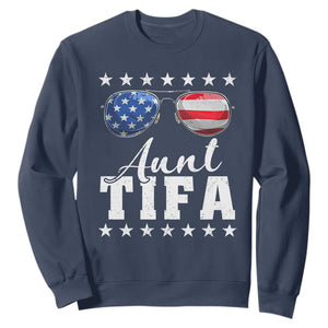 Funny Aunt Tifa Sweatshirt Political Satire American Flag Sunglasses TS11 Navy Print Your Wear