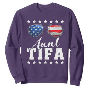Funny Aunt Tifa Sweatshirt Political Satire American Flag Sunglasses TS11 Purple Print Your Wear