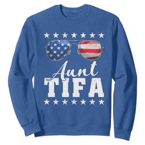 Funny Aunt Tifa Sweatshirt Political Satire American Flag Sunglasses TS11 Royal Blue Print Your Wear