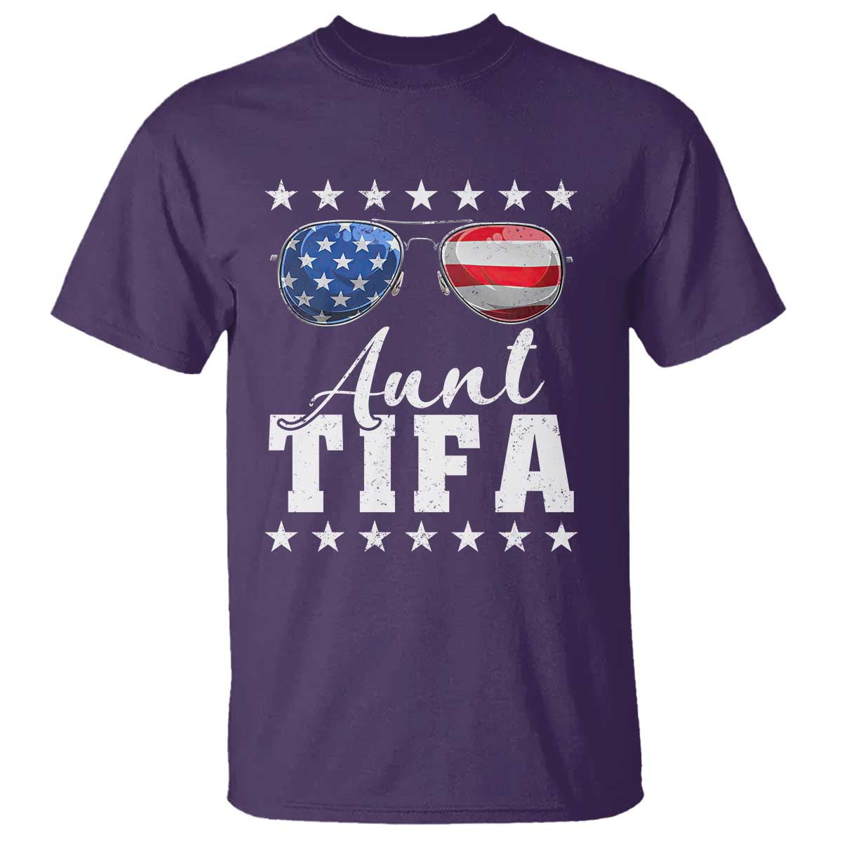 Funny Aunt Tifa T Shirt Political Satire American Flag Sunglasses TS11 Purple Print Your Wear