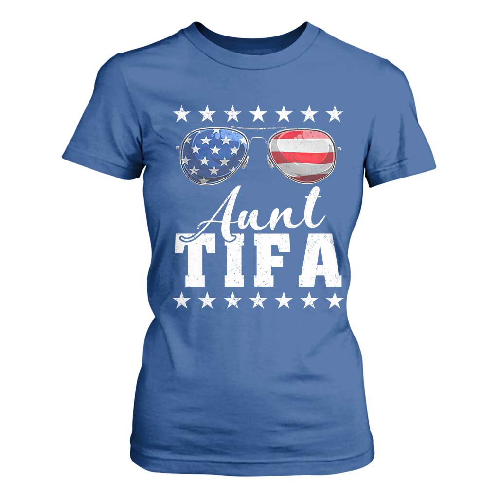 Funny Aunt Tifa T Shirt For Women Political Satire American Flag Sunglasses TS11 Royal Blue Print Your Wear