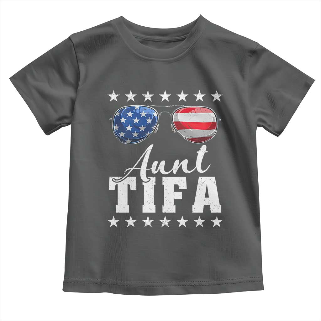 Funny Aunt Tifa Toddler T Shirt Political Satire American Flag Sunglasses TS11 Dark Heather Print Your Wear