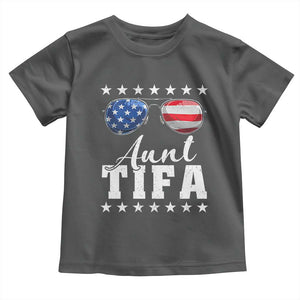 Funny Aunt Tifa Toddler T Shirt Political Satire American Flag Sunglasses TS11 Dark Heather Print Your Wear