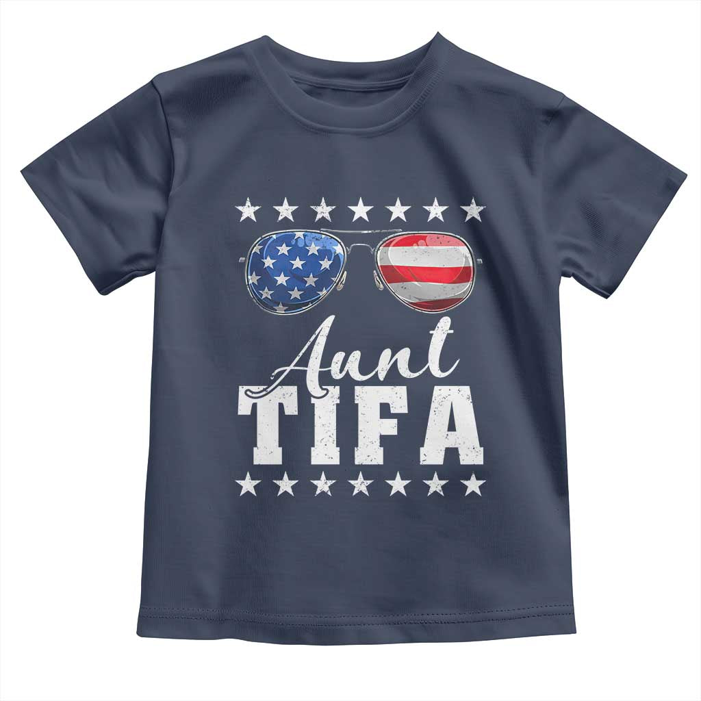 Funny Aunt Tifa Toddler T Shirt Political Satire American Flag Sunglasses TS11 Navy Print Your Wear