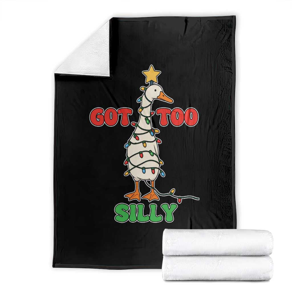 Funny Christmas Silly Goose Throw Blanket Got Too Silly Goose Pun Humor Xmas Tree TS11 Black Print Your Wear