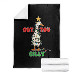 Funny Christmas Silly Goose Throw Blanket Got Too Silly Goose Pun Humor Xmas Tree TS11 Black Print Your Wear