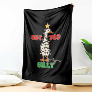 Funny Christmas Silly Goose Throw Blanket Got Too Silly Goose Pun Humor Xmas Tree TS11 Print Your Wear