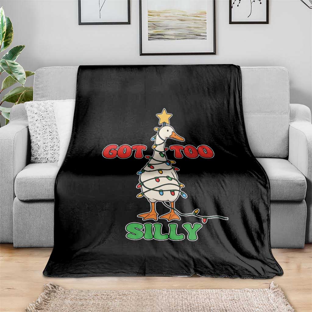 Funny Christmas Silly Goose Throw Blanket Got Too Silly Goose Pun Humor Xmas Tree TS11 Print Your Wear