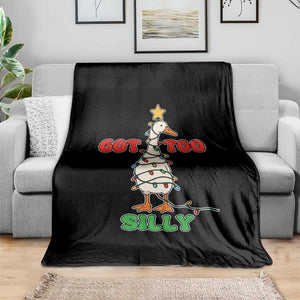 Funny Christmas Silly Goose Throw Blanket Got Too Silly Goose Pun Humor Xmas Tree TS11 Print Your Wear