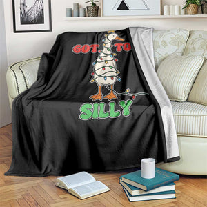 Funny Christmas Silly Goose Throw Blanket Got Too Silly Goose Pun Humor Xmas Tree TS11 Print Your Wear