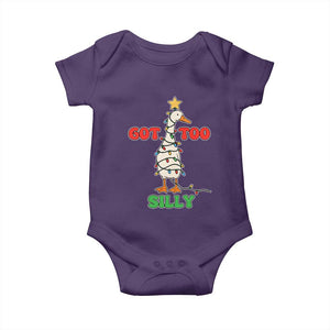 Funny Christmas Silly Goose Baby Onesie Got Too Silly Goose Pun Humor Xmas Tree TS11 Purple Print Your Wear