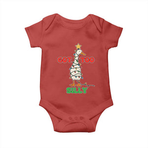 Funny Christmas Silly Goose Baby Onesie Got Too Silly Goose Pun Humor Xmas Tree TS11 Red Print Your Wear