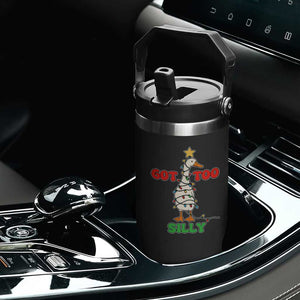 Funny Christmas Silly Goose Flip Straw Tumbler Got Too Silly Goose Pun Humor Xmas Tree TS11 Print Your Wear