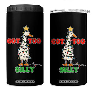 Funny Christmas Silly Goose 4 in 1 Can Cooler Tumbler Got Too Silly Goose Pun Humor Xmas Tree TS11 One Size: 16 oz Black Print Your Wear