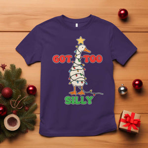 Funny Christmas Silly Goose T Shirt Got Too Silly Goose Pun Humor Xmas Tree TS11 Purple Print Your Wear