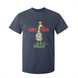 Funny Christmas Silly Goose T Shirt For Kid Got Too Silly Goose Pun Humor Xmas Tree TS11 Navy Print Your Wear
