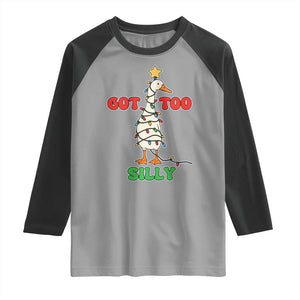 Funny Christmas Silly Goose Raglan Shirt Got Too Silly Goose Pun Humor Xmas Tree TS11 Sport Gray Black Print Your Wear