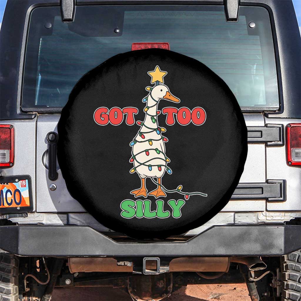 Funny Christmas Silly Goose Spare Tire Cover Got Too Silly Goose Pun Humor Xmas Tree TS11 No hole Black Print Your Wear