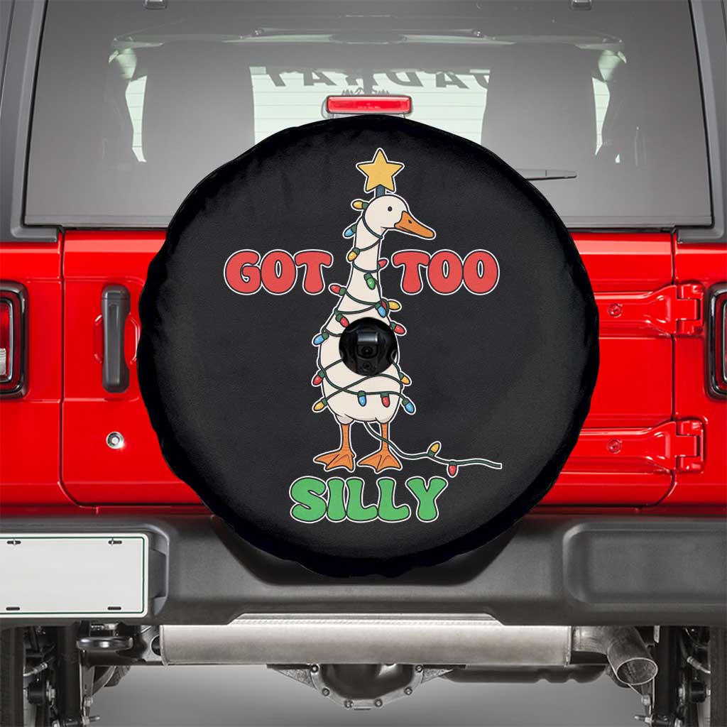 Funny Christmas Silly Goose Spare Tire Cover Got Too Silly Goose Pun Humor Xmas Tree TS11 Black Print Your Wear