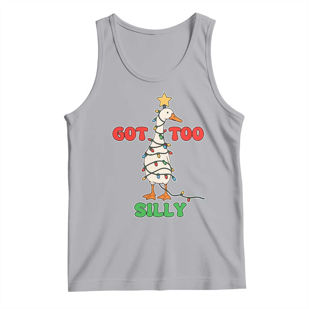 Funny Christmas Silly Goose Tank Top Got Too Silly Goose Pun Humor Xmas Tree TS11 Athletic Heather Print Your Wear