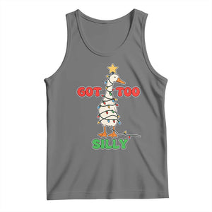 Funny Christmas Silly Goose Tank Top Got Too Silly Goose Pun Humor Xmas Tree TS11 Black Heather Print Your Wear