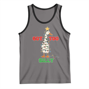 Funny Christmas Silly Goose Tank Top Got Too Silly Goose Pun Humor Xmas Tree TS11 Deep Heather Black Print Your Wear