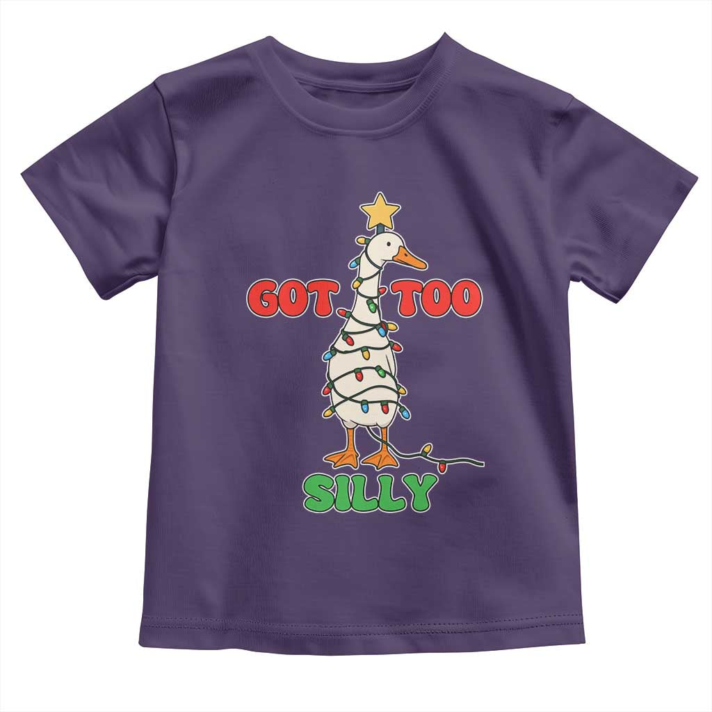 Funny Christmas Silly Goose Toddler T Shirt Got Too Silly Goose Pun Humor Xmas Tree TS11 Purple Print Your Wear