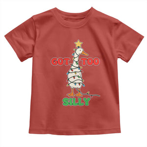 Funny Christmas Silly Goose Toddler T Shirt Got Too Silly Goose Pun Humor Xmas Tree TS11 Red Print Your Wear