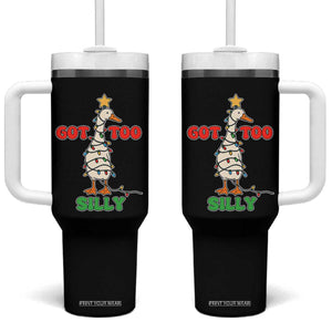 Funny Christmas Silly Goose Tumbler With Handle Got Too Silly Goose Pun Humor Xmas Tree TS11 One Size: 40 oz Black Print Your Wear