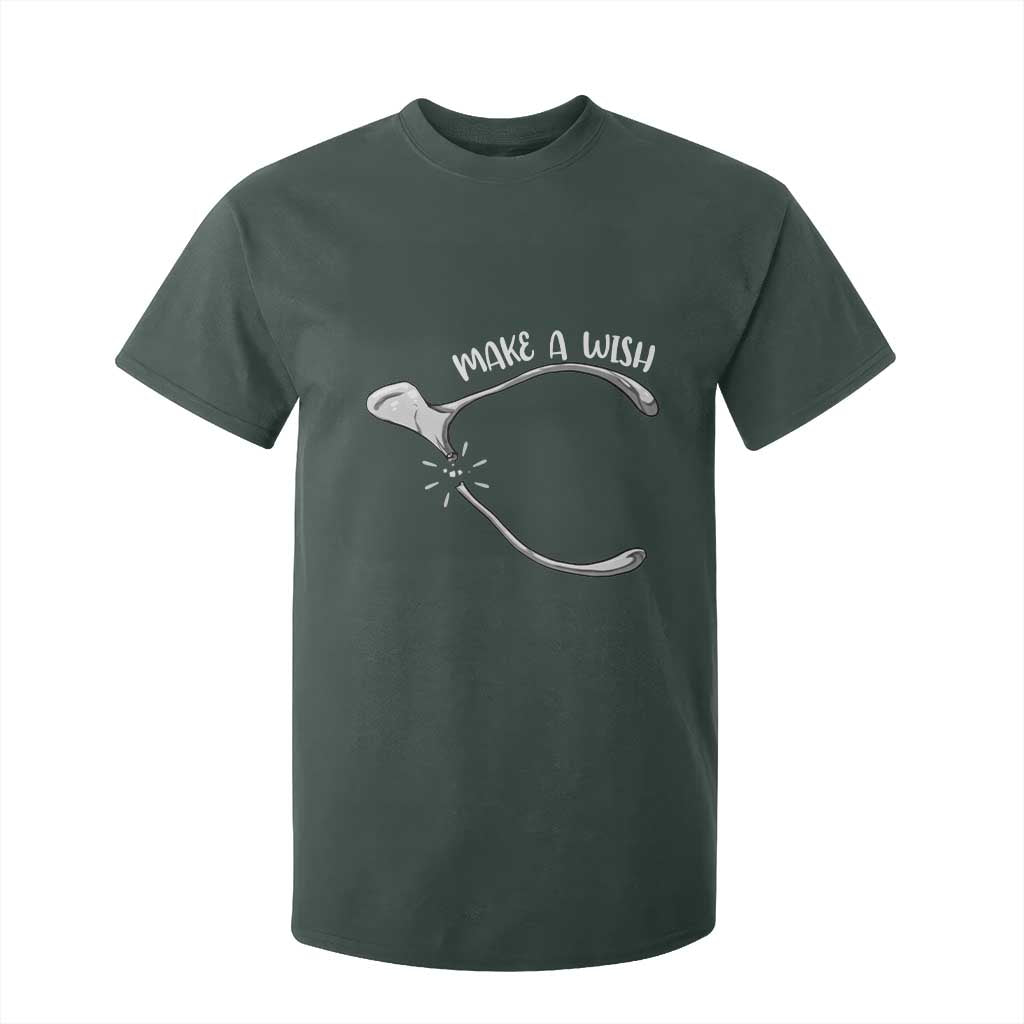 Funny Thanksgiving Turkey Wishbone T Shirt For Kid Make A Wish Chicken Turkey TS11 Dark Forest Green Print Your Wear