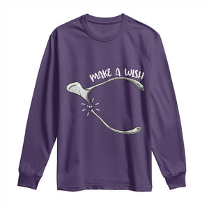 Funny Thanksgiving Turkey Wishbone Long Sleeve Shirt Make A Wish Chicken Turkey TS11 Purple Print Your Wear