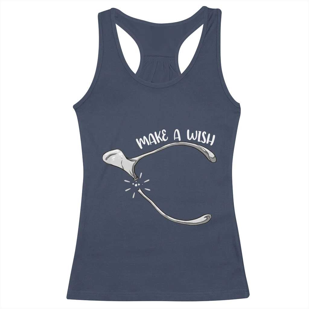 Funny Thanksgiving Turkey Wishbone Racerback Tank Top Make A Wish Chicken Turkey TS11 Navy Print Your Wear