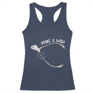 Funny Thanksgiving Turkey Wishbone Racerback Tank Top Make A Wish Chicken Turkey TS11 Navy Print Your Wear