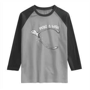 Funny Thanksgiving Turkey Wishbone Raglan Shirt Make A Wish Chicken Turkey TS11 Sport Gray Black Print Your Wear