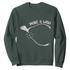 Funny Thanksgiving Turkey Wishbone Sweatshirt Make A Wish Chicken Turkey TS11 Dark Forest Green Print Your Wear