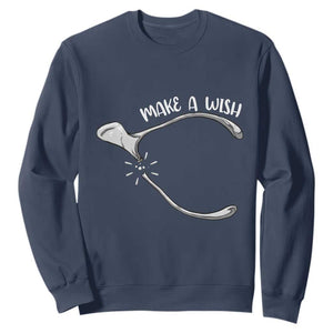 Funny Thanksgiving Turkey Wishbone Sweatshirt Make A Wish Chicken Turkey TS11 Navy Print Your Wear