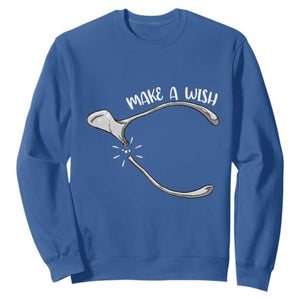 Funny Thanksgiving Turkey Wishbone Sweatshirt Make A Wish Chicken Turkey TS11 Royal Blue Print Your Wear