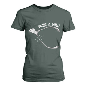 Funny Thanksgiving Turkey Wishbone T Shirt For Women Make A Wish Chicken Turkey TS11 Dark Forest Green Print Your Wear