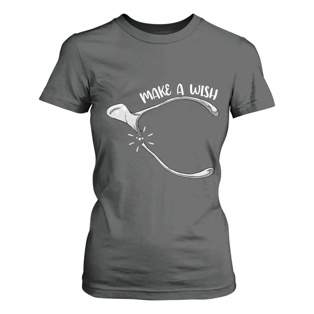 Funny Thanksgiving Turkey Wishbone T Shirt For Women Make A Wish Chicken Turkey TS11 Dark Heather Print Your Wear