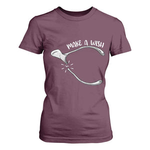 Funny Thanksgiving Turkey Wishbone T Shirt For Women Make A Wish Chicken Turkey TS11 Maroon Print Your Wear