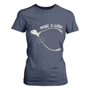 Funny Thanksgiving Turkey Wishbone T Shirt For Women Make A Wish Chicken Turkey TS11 Navy Print Your Wear