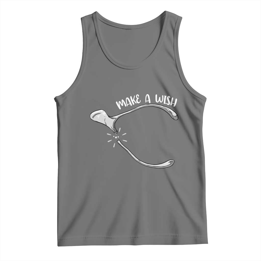 Funny Thanksgiving Turkey Wishbone Tank Top Make A Wish Chicken Turkey TS11 Black Heather Print Your Wear