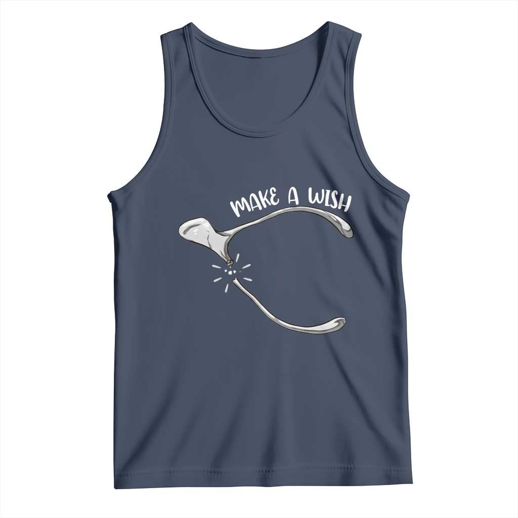 Funny Thanksgiving Turkey Wishbone Tank Top Make A Wish Chicken Turkey TS11 Navy Print Your Wear