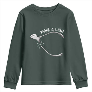 Funny Thanksgiving Turkey Wishbone Youth Sweatshirt Make A Wish Chicken Turkey TS11 Dark Forest Green Print Your Wear